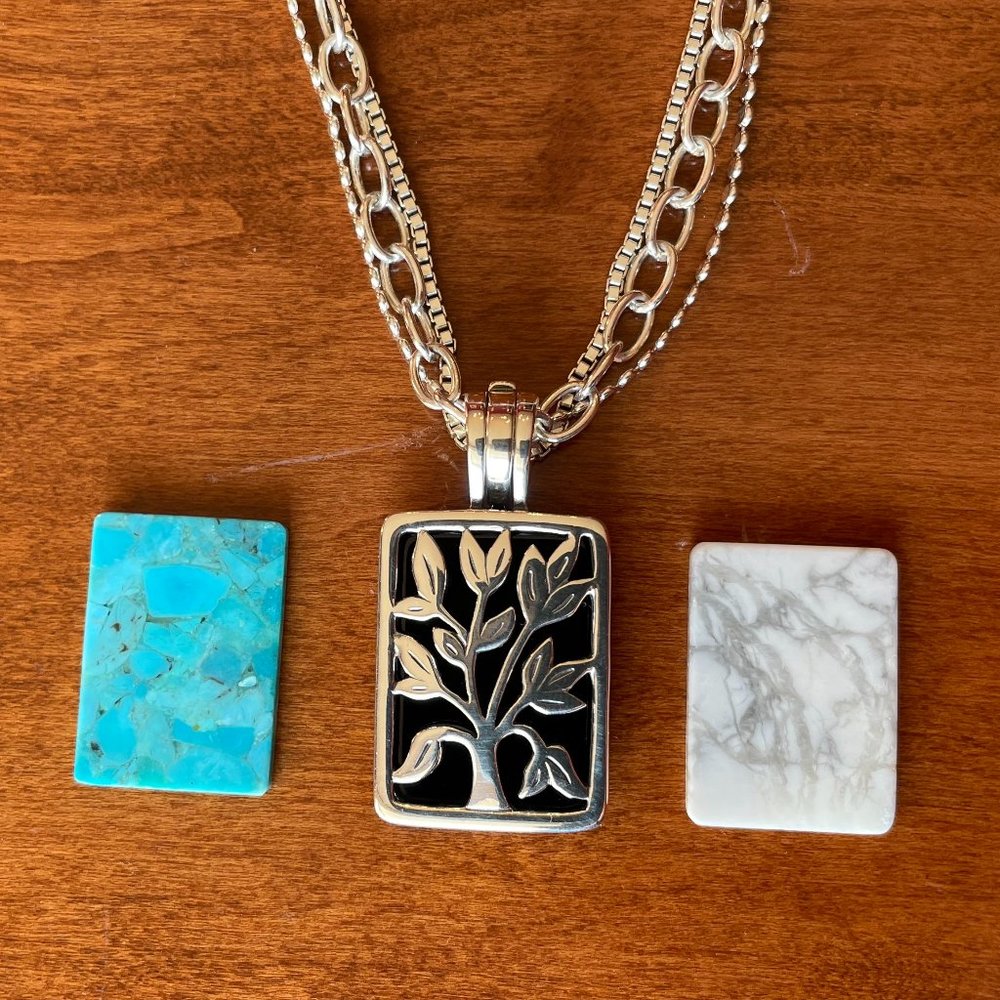 Silpada Tree of Life Pendant with Happily Stranded and three stone inserts